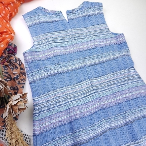 Talbots Blue Striped Tweed Shift Dress Sz 8 - Picture 13 of 15